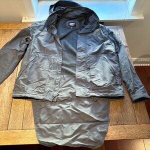 Lands End jacket with stowaway hood and seat M gray